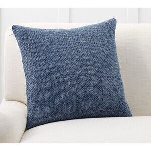 POTTERY BARN FAYE LINEN TEXTURED PILLOW COVER 20 x 20" NAVY BLUE